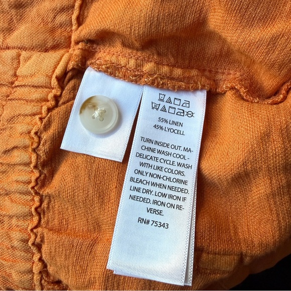 New Joie Orange High Waist Linen Shorts Size 10 - Picture 4 of 4